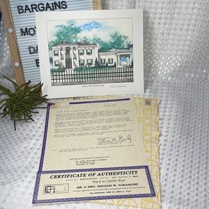 International Archives Lithograph of Polk Place, Signed, Richard V. Sebring Rare